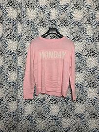 Maglione rosa donna scritta Monday
