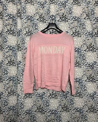 Maglione rosa donna scritta Monday