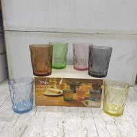 Set 6pz bicchieri x acqua vetro lavorato colorato 