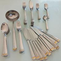 INOXRIV SERVIZIO POSATE CON STRISCIA ORO 97 PEZZI