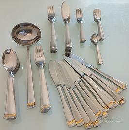 INOXRIV SERVIZIO POSATE CON STRISCIA ORO 97 PEZZI