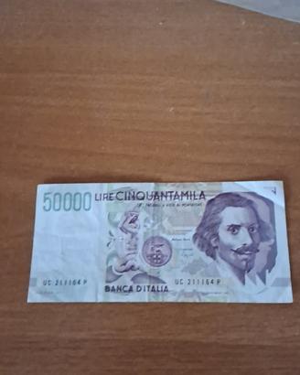 banconota 50.000 lire, UC211164P, 25.01.90