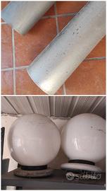 2 Lampioni Zingati  2,7m con sfere base marmo 