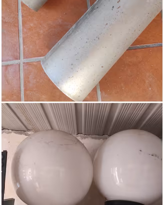 2 Lampioni Zingati  2,7m con sfere base marmo 