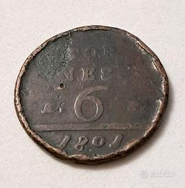 Regno di Napoli - 6 Tornesi 1801 (Gig. 119)