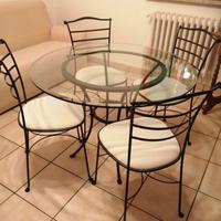 Tavolo rotondo in vetro + 4 sedie