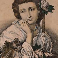 Antica litografia di un ritratto di donna