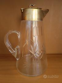 Caraffa vintage cristallo molato  ottone argentato