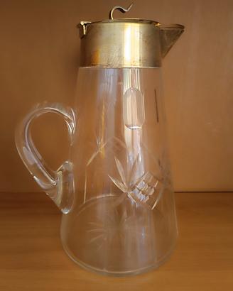 Caraffa vintage cristallo molato  ottone argentato