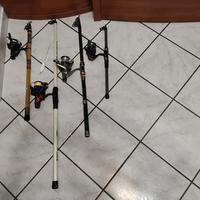 lotto canne da pesca con mulinelli