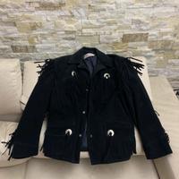 Giacca di pelle scamosciata con frange