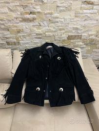 Giacca di pelle scamosciata con frange