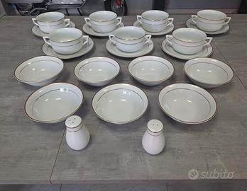 Servizio piatti e tazze consommé porcellana Ginori