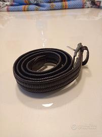 Cintura pelle intrecciata marrone scuro mis. 110cm