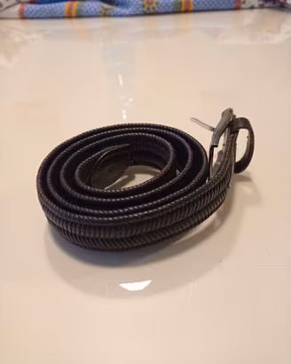 Cintura pelle intrecciata marrone scuro mis. 110cm