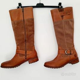 Stivale alto in cuoio e camoscio 39,5