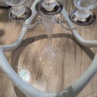 porta candele  in vetro soffiato e argento 
