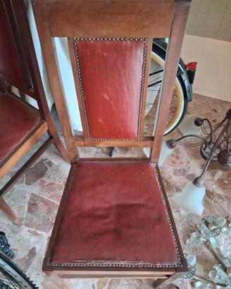 Sedie in legno pelle rossa
