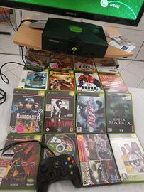 Xbox classic con cavi e pad+ 16 giochi con manuale