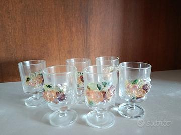 SET 6 BICCHIERI LIQUORE STILE MURANO-MADE IN FR