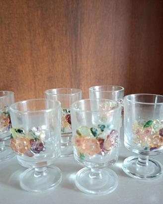 SET 6 BICCHIERI LIQUORE STILE MURANO-MADE IN FR