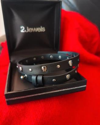 NUOVO bracciale vera pelle  2Jewels, teschi