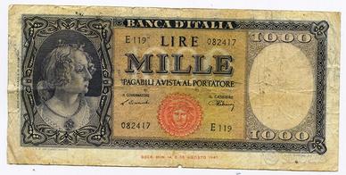 BANCONOTA ITALIA 1000 LIRE 1947 BANCA D'ITALIA