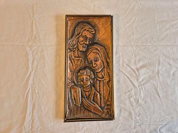 Quadro Bassorilievo Rame Ottaviani Sacra Famiglia