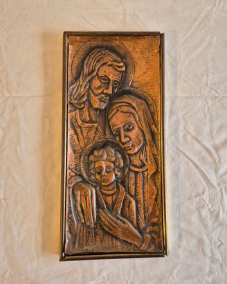 Quadro Bassorilievo Rame Ottaviani Sacra Famiglia