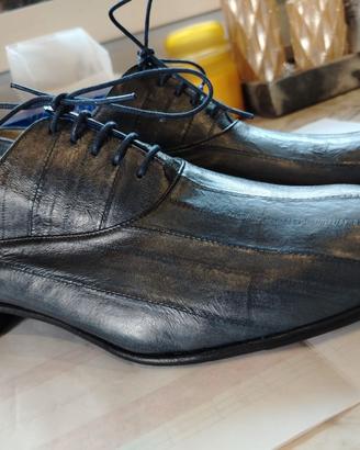 Scarpe Uomo lusso Vera Pelle di Anguilla blu