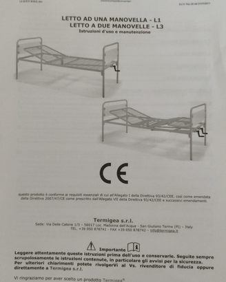 Letto per degenza a due manovelle termigea