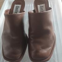 Scarpe Sabot donna  vera pelle marrone firmate 