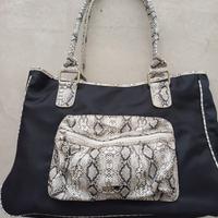 borsa grande in tessuto e pelle