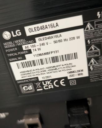 LG OLED48A16LA 48"  OLED 4K - Schermo rotto