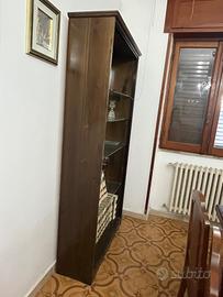 Libreria/Vetrina in legno con ripiani in vetro