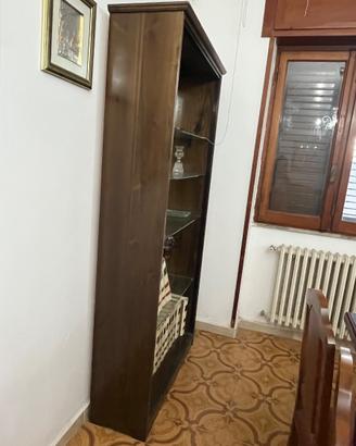 Libreria/Vetrina in legno con ripiani in vetro