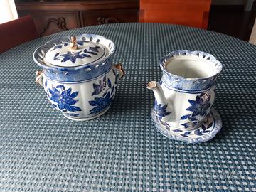 porta biscotti e lattiera in ceramica