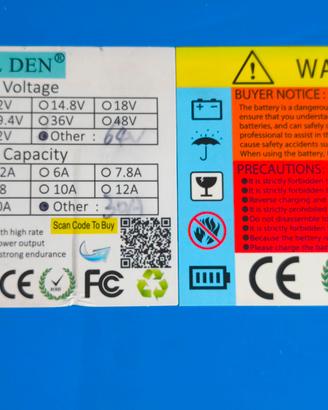 Batteria E-Bike Professionale 60V 30Ah + Caricator