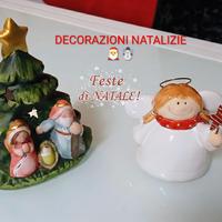Decorazioni Natalizie Statue Ceramica x Candela 