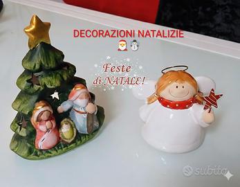 Decorazioni Natalizie Statue Ceramica x Candela 