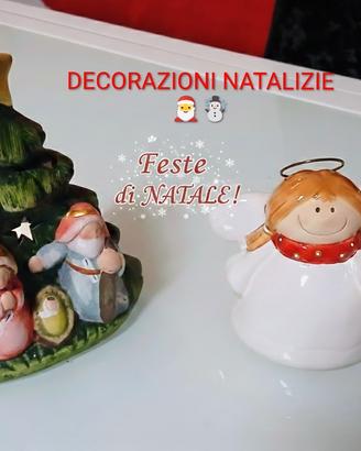 Decorazioni Natalizie Statue Ceramica x Candela 
