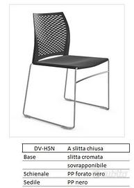 Sedia fissa, schienale forato