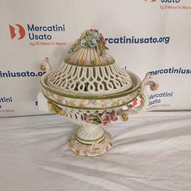 Potiche Biansata con decoro di fiori Bassano