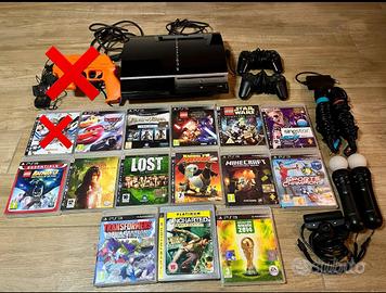 PS3 fat+2 joypad +2 mic+2  move+Eyes+14 Giochi