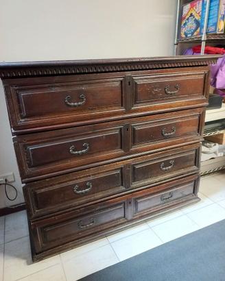Cassettone canterano antico in legno da restaurare