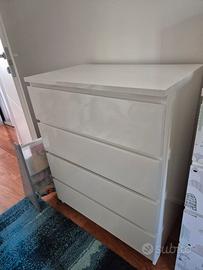 Cassettiere Ikea MALM a 4 cassetti + vetro bianco
