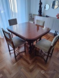 tavolo e sedie antiquariato francese 
