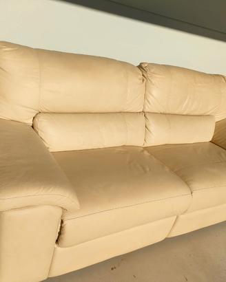 Divano CHATEAU D'AX beige pelle doppio relax elett
