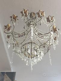 Lampadario in cristallo e ferro battuto 12 luci