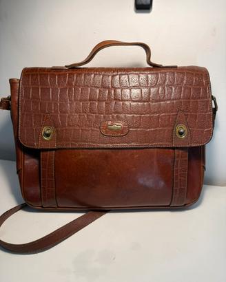 Vintage El Campero vero cuoio borsa lavoro pelle
